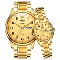 OLEVS 5567 Quartz Casual Watch Gift Alloy Watchband Round-dial Wristwatch Week Display Calendar Luminous